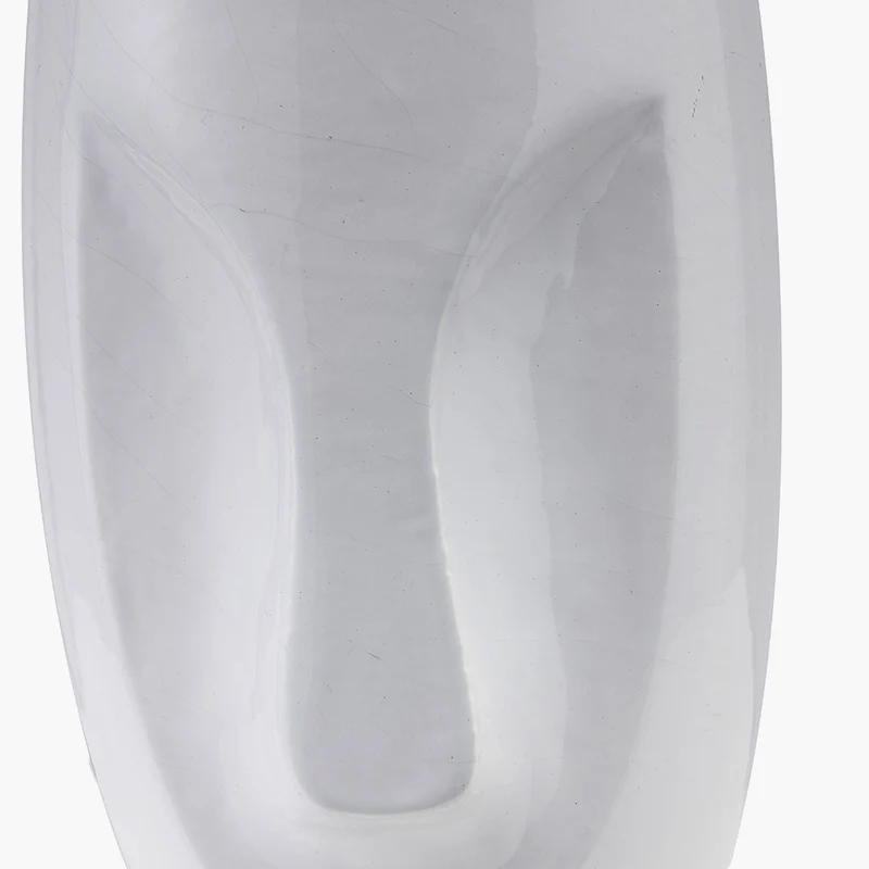 Visage White Face Design Small Stoneware Table Lamp Base with Winston 35cm White Handloom Tapered Lampshade