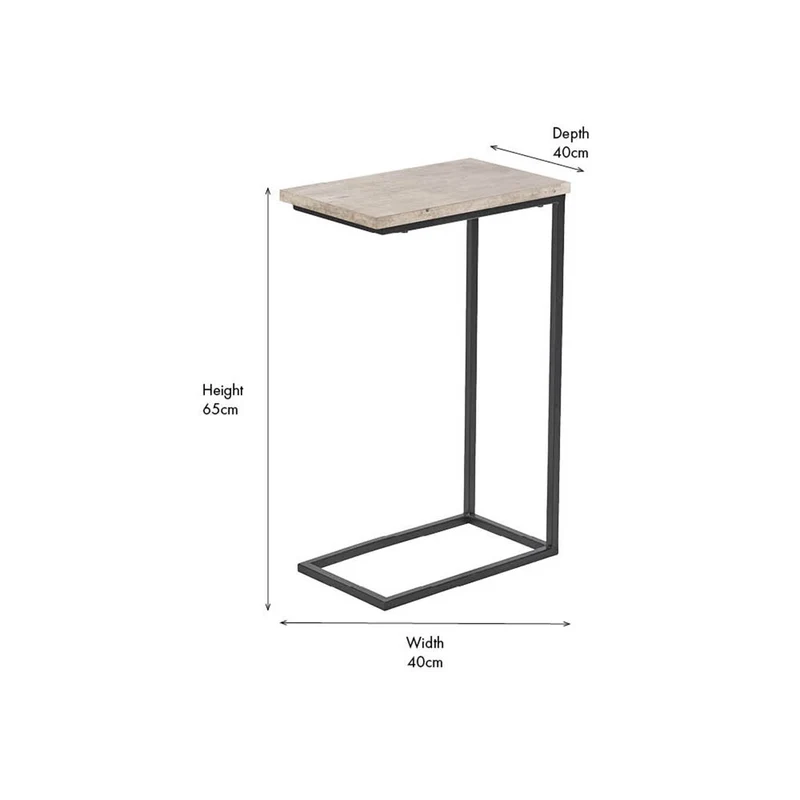 Soho Concrete Effect and Black Metal Supper Side Table