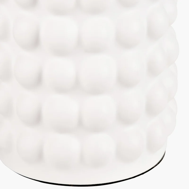 Sohan White Bobbled Ceramic Tall Table Lamp Base with Lino 40cm Cinnamon Self Lined Linen Cylinder Lampshade