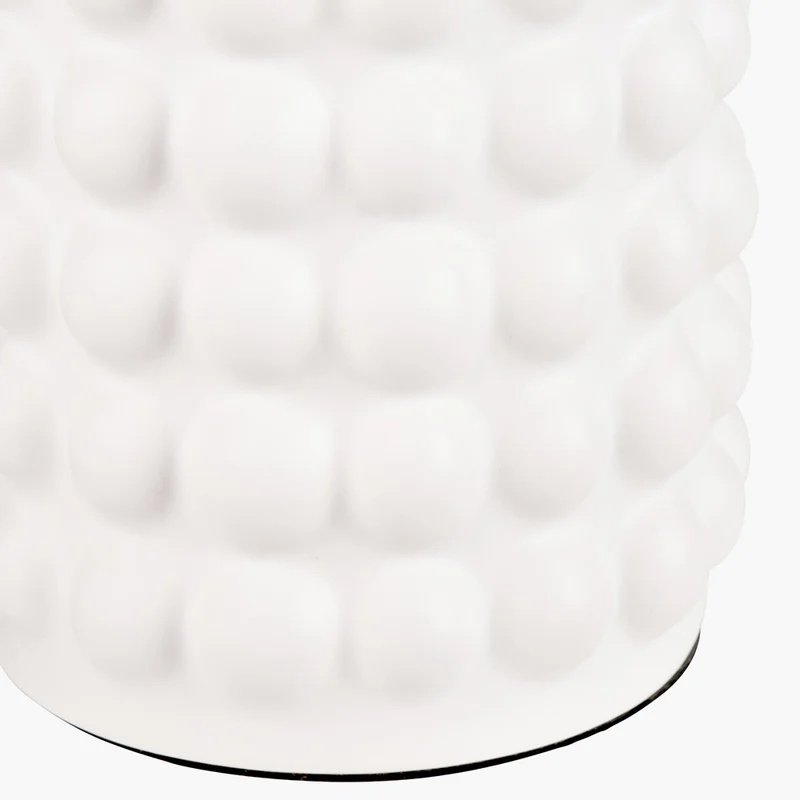 Sohan White Bobbled Ceramic Tall Table Lamp Base with Edward 40cm Pistachio Green Linen Cylinder Lampshade