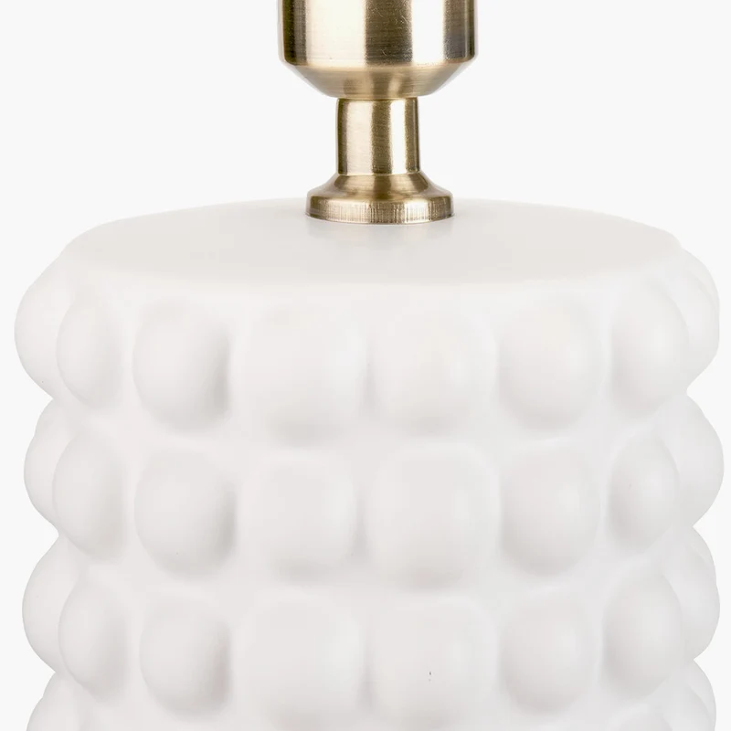 Sohan White Bobbled Ceramic Tall Table Lamp Base with Edward 40cm Pistachio Green Linen Cylinder Lampshade