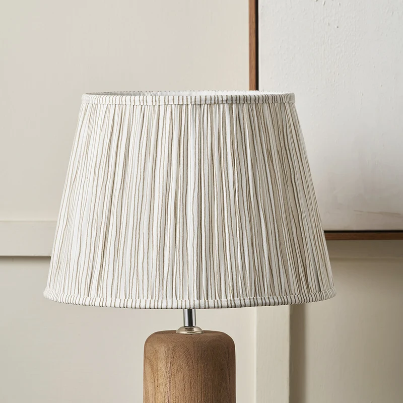 Thiago 40cm Natural Stripe Mushroom Pleat Tapered Lampshade
