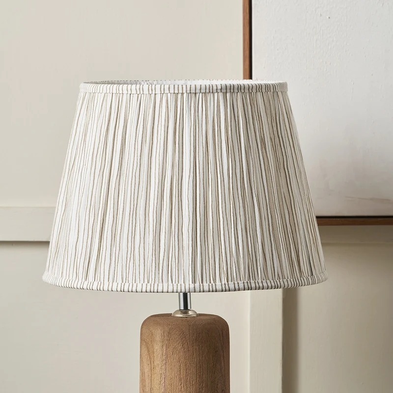 Thiago 30cm Natural Stripe Mushroom Pleat Tapered Lampshade