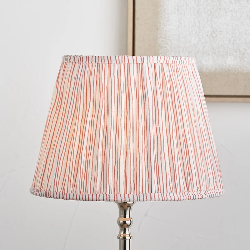 Thiago 30cm Cinnamon Stripe Mushroom Pleat Tapered Lampshade