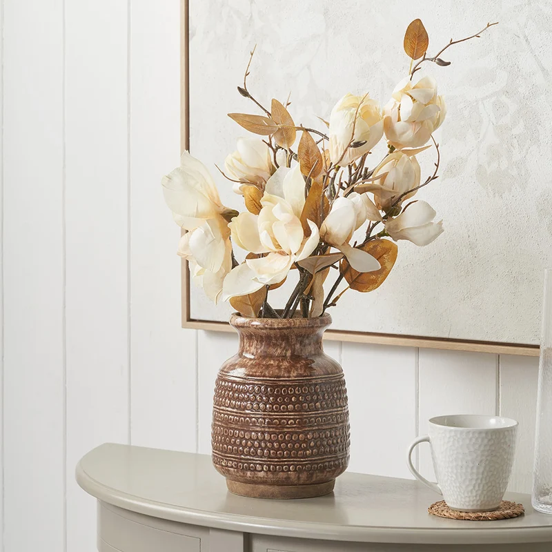 Theano Dot Design Brown Glaze Vase