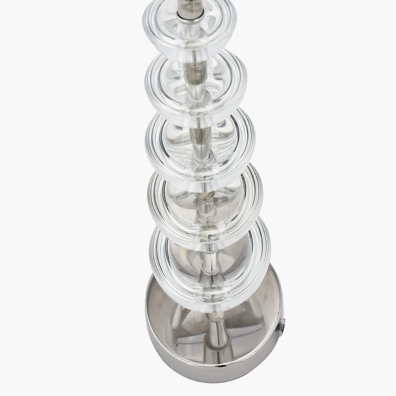 Rosa Glass and Silver Table Lamp Base with Harry 30cm Taupe Cotton Mix Cylinder Lampshade