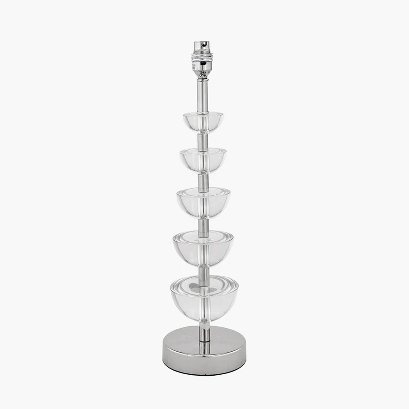 Rosa Glass and Silver Table Lamp Base with Harry 30cm Steel Grey Cotton Mix Cylinder Lampshade