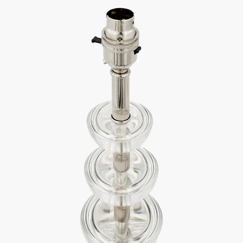 Rosa Glass and Silver Table Lamp Base with Harry 30cm Black Cotton Mix Cylinder Lampshade