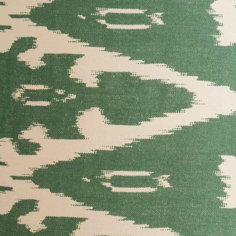 Rhode Matt Black Stick Metal Table Lamp Base with Lars 30cm Racing Green Ikat Patterned Cylinder Lampshade