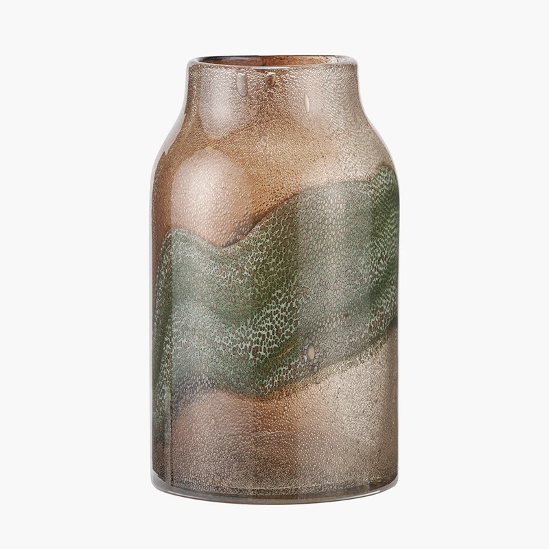Valtellina Brown and Green Glass Vase