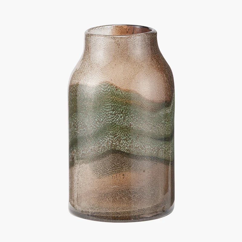 Valtellina Brown and Green Glass Vase