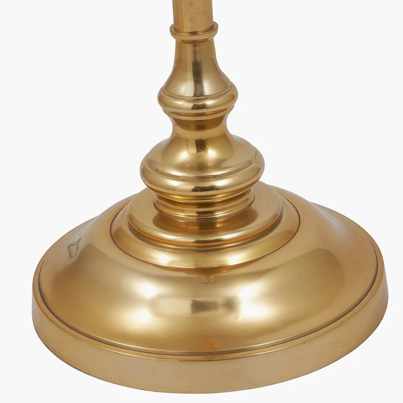 Trafalgar Gold Metal Palm Tree Table Lamp Base with Stellan 35cm Green Slubbed Silk Mix Gold Lined Cylinder Lampshade