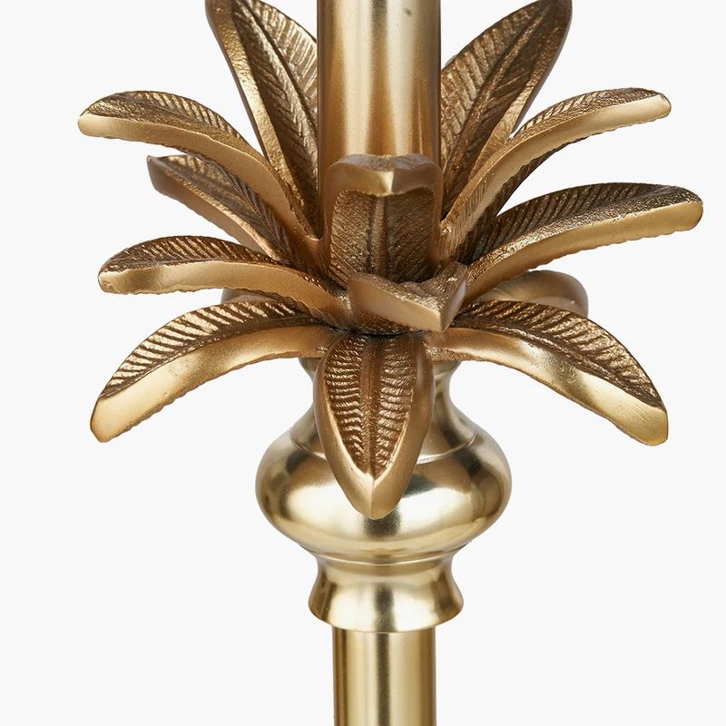 Trafalgar Gold Metal Palm Tree Table Lamp Base with Floressa 35cm Red Floral Patterned Mushroom Pleat Tapered Lamp Shade