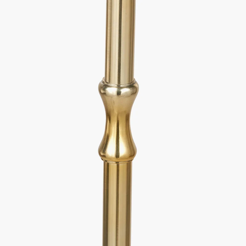 Trafalgar Gold Metal Palm Tree Floor Lamp Base with Stellan 45cm Black Slubbed Faux Silk Gold Lined Cylinder Lampshade