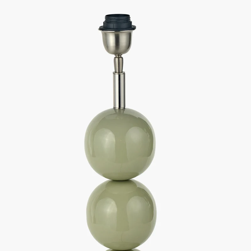 Sofia Sage and Silver Enamel 3 Ball Table Lamp Base with Harry 35cm Black Cotton Mix Cylinder Lampshade