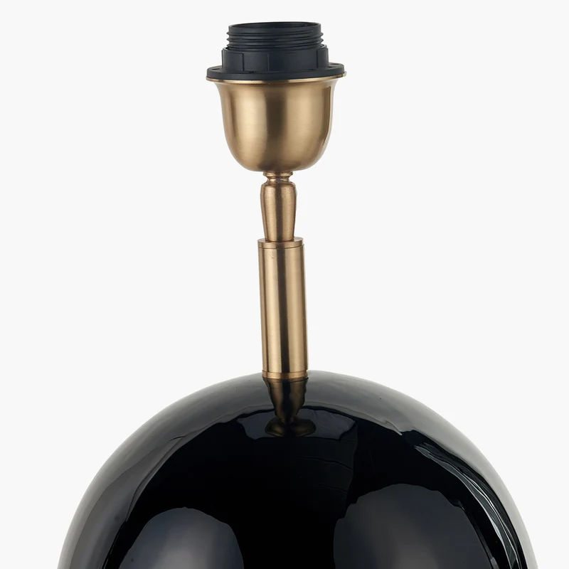 Sofia Black and Gold Enamel Table Lamp Base with Harry 35cm Black Cotton Mix Cylinder Lampshade