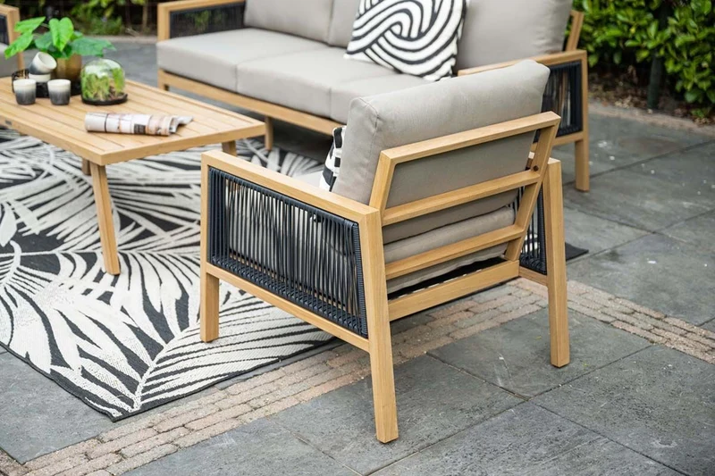Garden Impressions Decala loungeset 4-delig light teak look desert sand
