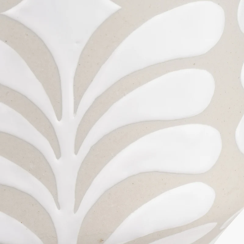 Tania Grey and White Pattern Ceramic Table Lamp Base with Coast 40cm Cream Calico Tapered Lampshade