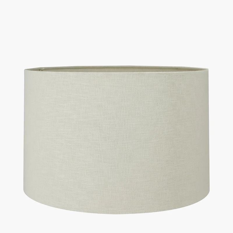 Taika White Wash Textured Wood Table Lamp Base with Lino 40cm Cream Self Lined Linen Cylinder Lampshade