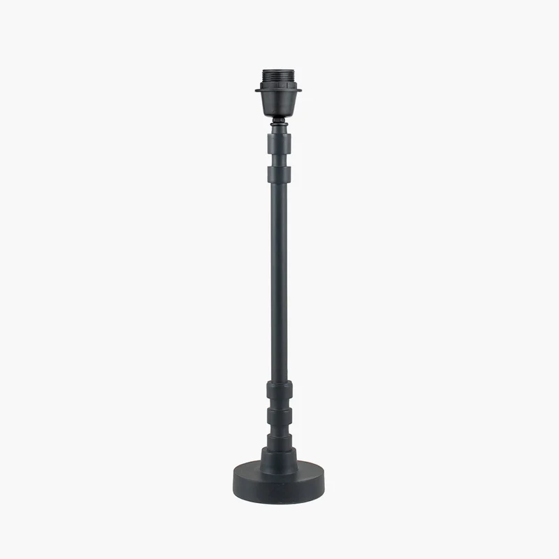 Rhode Matt Black Stick Metal Table Lamp Base with Bow 30cm Slate Velvet Cylinder Lampshade