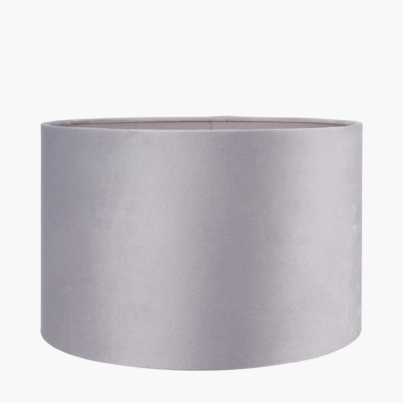 Rene 25cm Light Grey Velvet Cylinder Lampshade