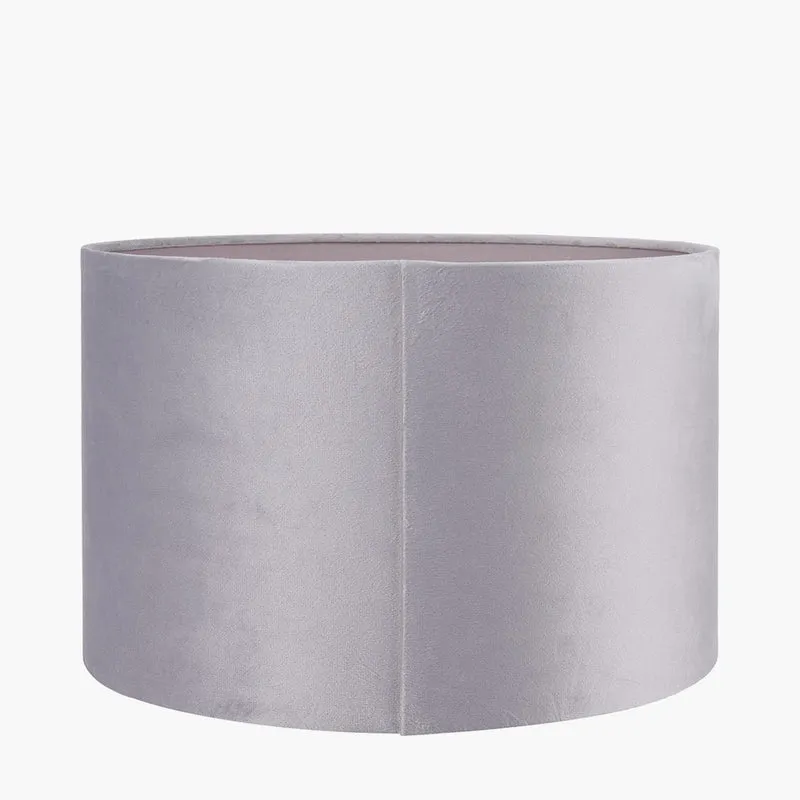 Rene 25cm Light Grey Velvet Cylinder Lampshade