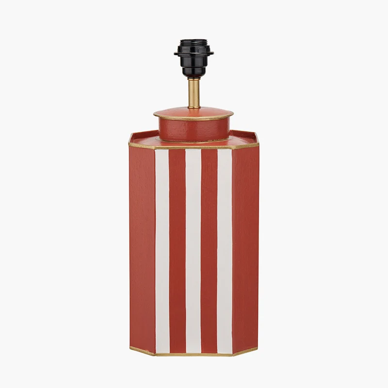 Raya Cinnamon and White Hand Painted Metal Table Lamp Base with Martigues 40cm White Boucle Tapered Lampshade