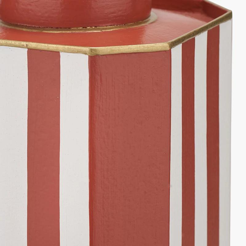 Raya Cinnamon and White Hand Painted Metal Table Lamp Base with Martigues 40cm White Boucle Tapered Lampshade