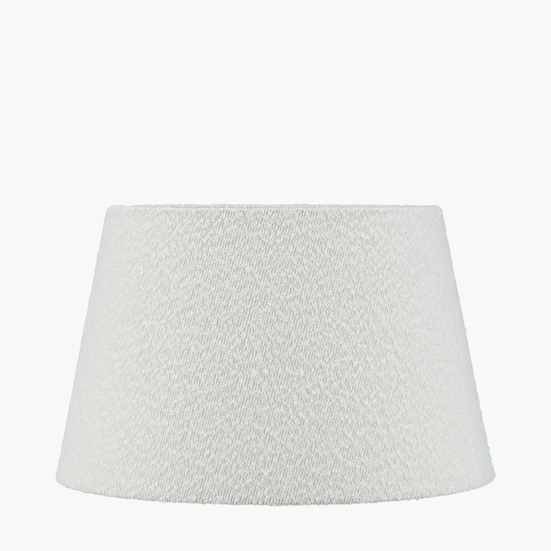 Raya Cinnamon and White Hand Painted Metal Table Lamp Base with Martigues 40cm White Boucle Tapered Lampshade