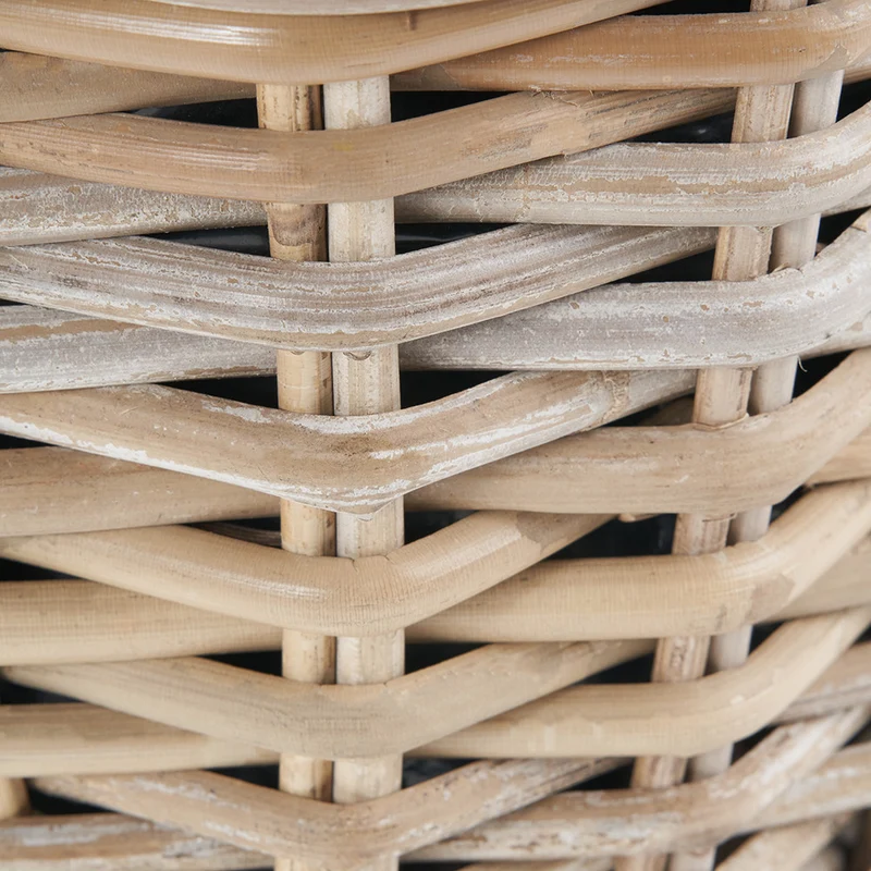 Tobs Indoor Outdoor Grey Kubu Rattan Round Basket Planter