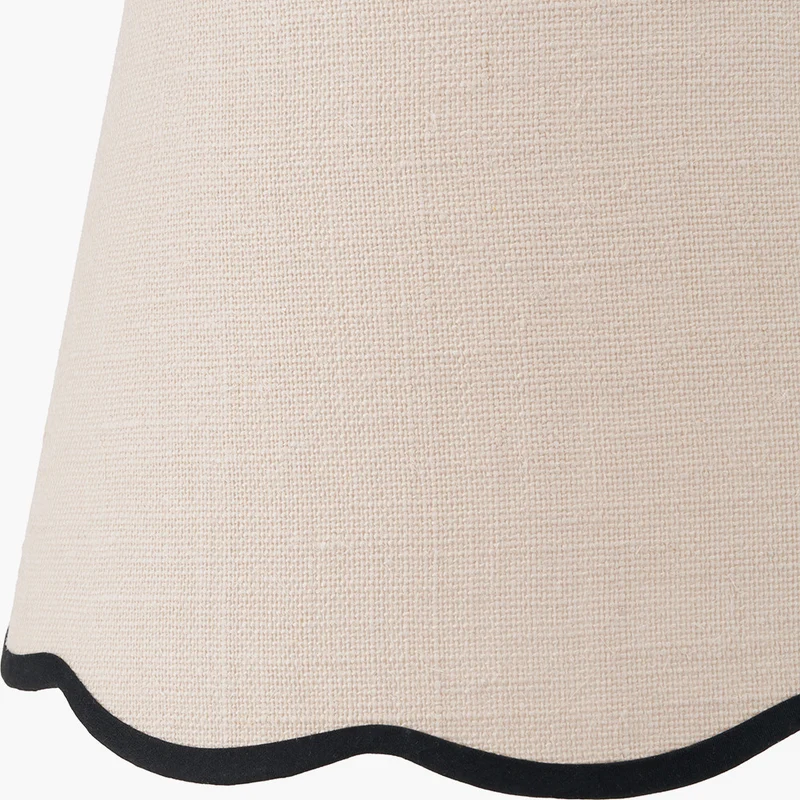 Sierra Natural Tall Ribbed Terracotta Table Lamp Base with Tabitha 35cm Cream Jute Scalloped Edge Tapered Lamp Shade with Contrast Binding