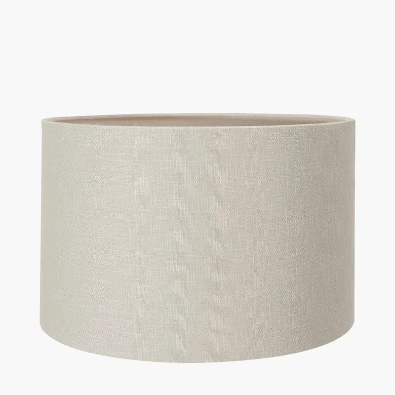 Sidra Grey Stoneware Etch Detail Table Lamp Base with Lino 35cm Grey Self Lined Linen Cylinder Lampshade