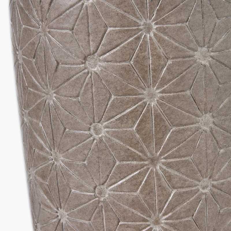 Sidra Grey Stoneware Etch Detail Table Lamp Base with Edward 35cm Natural Linen Cylinder Lampshade