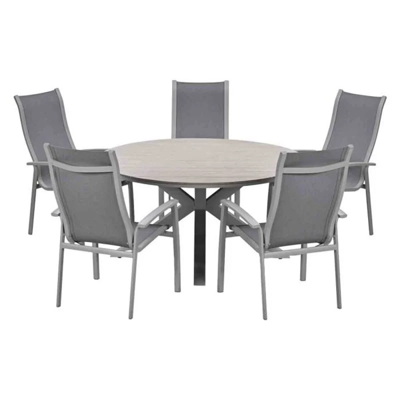 Kyoto tuinset 6-delig Taupe - Edison ronde tuintafel 148 cm