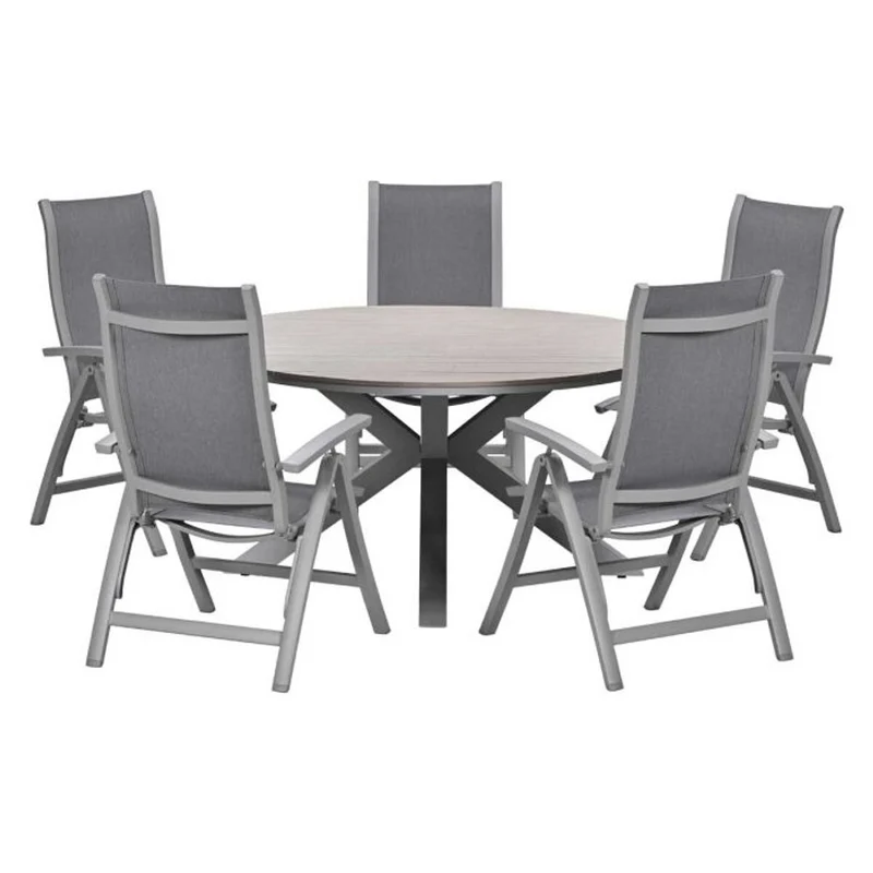 Kyoto tuinset 6-delig Taupe - Edison ronde tuintafel 148 cm