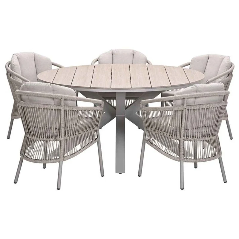 Porto tuinset 6-delig - Edison ronde tuintafel Ø148 cm