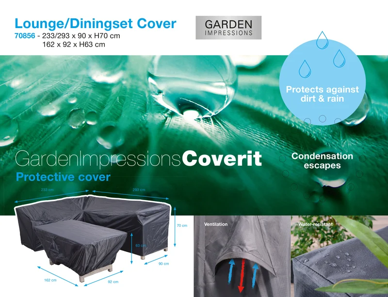 Coverit lounge-diningset hoes - 233/293x90xH70 & 162x92xH63 cm