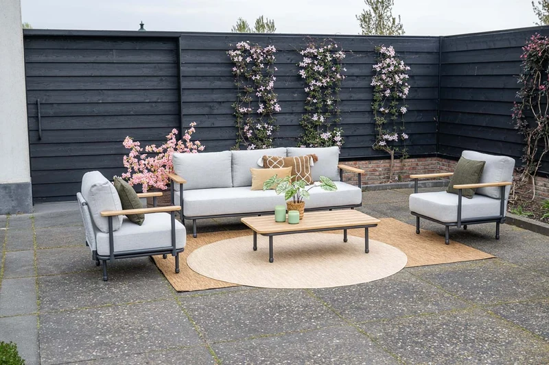 Garden Impressions Ripalta loungeset 4-delig carbon black rope grijs
