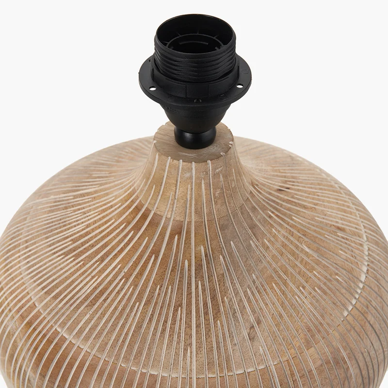Taika White Wash Textured Wood Table Lamp Base with Lino 40cm Cinnamon Self Lined Linen Cylinder Lampshade