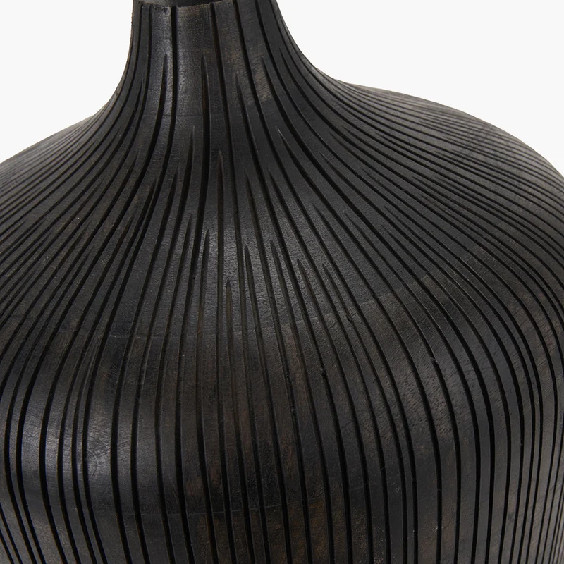 Taika Antique Black Textured Wood Table Lamp Base with Edward 40cm Pistachio Green Linen Cylinder Lampshade