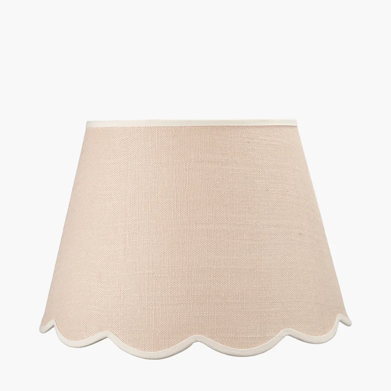 Tabitha 45cm Cream Jute Scalloped Edge Tapered Lampshade with Cream Binding