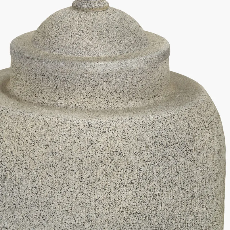Raj Stone Grey Hammered Metal Urn Vase with Lid