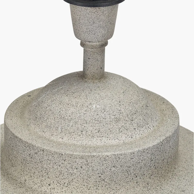 Raj Stone Grey Hammered Metal Urn Shaped Lamp Base with Lino 40cm Black Self Lined Linen Cylinder Lampshade