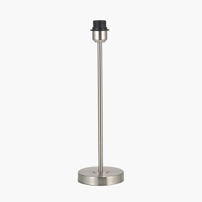 Sesvenna Brushed Silver Metal Stick Table Lamp Base with Savoie 25cm Pleated Shade Cobalt