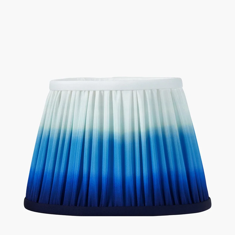 Sesvenna Brushed Silver Metal Stick Floor Lamp Base with Savoie 40cm Pleated Shade Cobalt