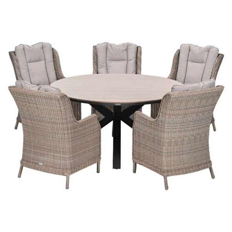 Osborne tuinset 6-delig Vintage Willow - Edison ronde dining tafel 148 cm