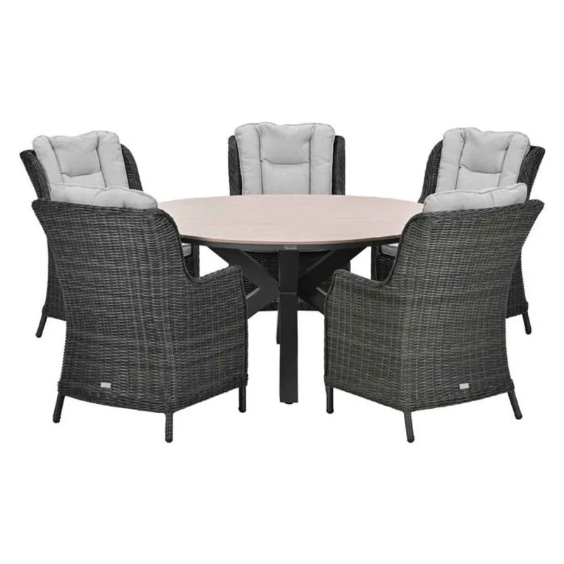 Osborne tuinset 6-delig Vintage Willow - Edison ronde dining tafel 148 cm