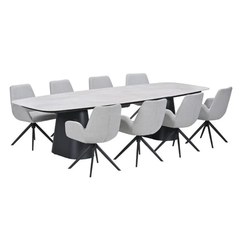Acate tuinset 9-delig draaibaar Carbon Black - Denver dining tafel 320x120 Verona Sand