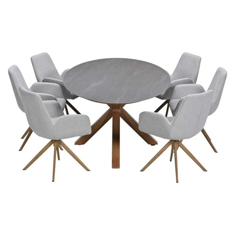 Acate tuinset 7-delig draaibaar Light Teak Look - Scotland dining tafel 230x115 Napoli Sand
