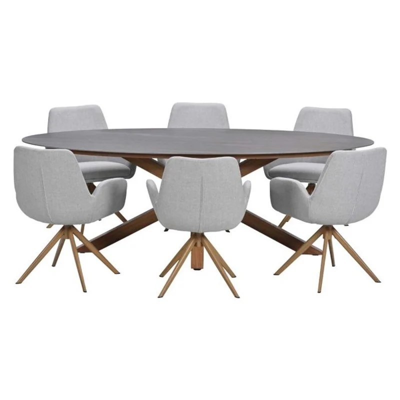 Acate tuinset 7-delig draaibaar Light Teak Look - Scotland dining tafel 230x115 Napoli Sand